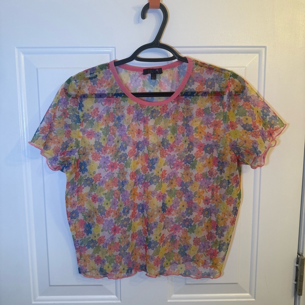 dELiA*s Multicolor Floral Sheer Top